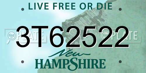 3T62522 New Hampshire License Plate