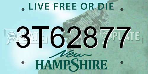 3T62877 New Hampshire License Plate