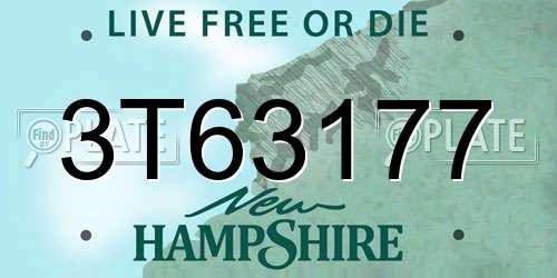 3T63177 New Hampshire License Plate