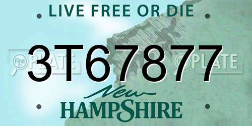 3T67877 New Hampshire License Plate
