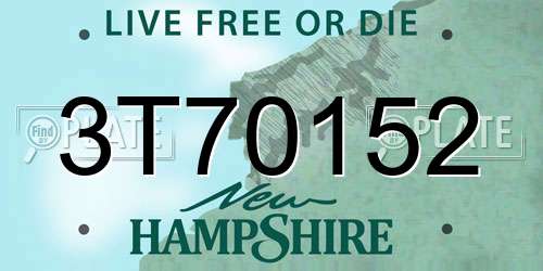 3T70152 New Hampshire License Plate