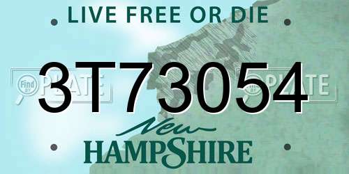 3T73054 New Hampshire License Plate