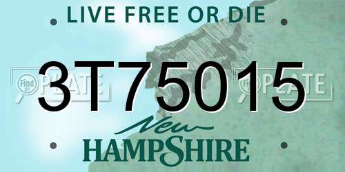 3T75015 New Hampshire License Plate
