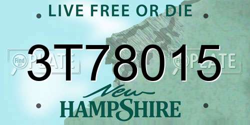 3T78015 New Hampshire License Plate