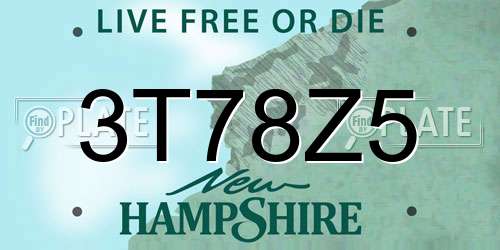 3T78Z5 New Hampshire License Plate