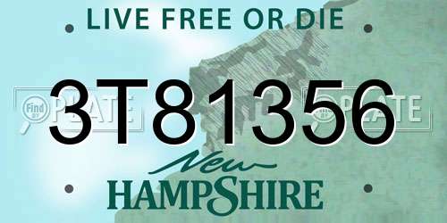 3T81356 New Hampshire License Plate