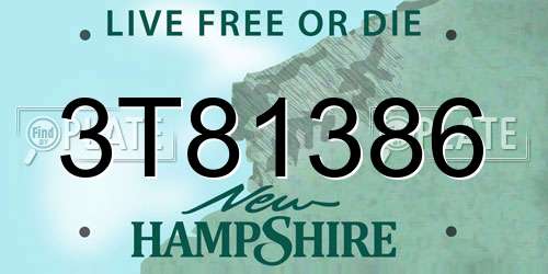 3T81386 New Hampshire License Plate