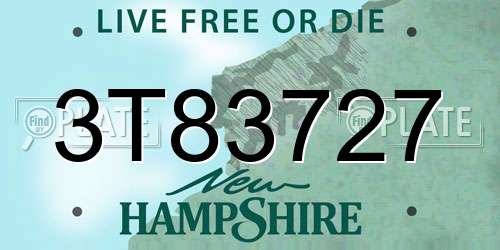 3T83727 New Hampshire License Plate