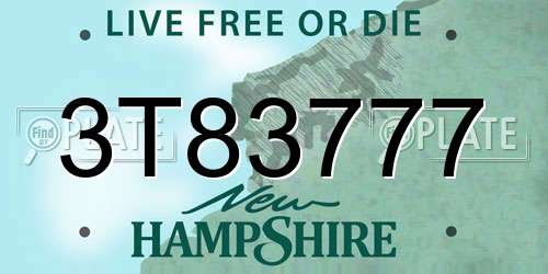 3T83777 New Hampshire License Plate