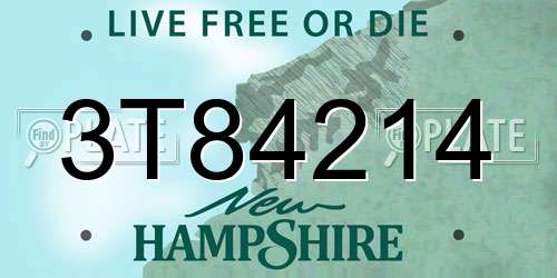 3T84214 New Hampshire License Plate