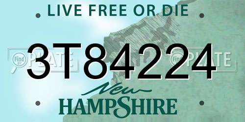 3T84224 New Hampshire License Plate