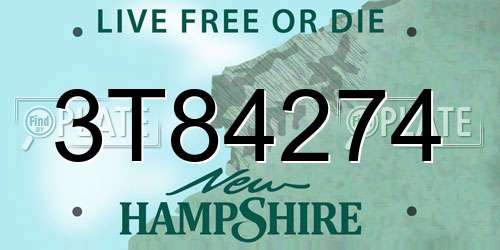 3T84274 New Hampshire License Plate