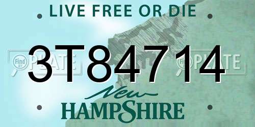 3T84714 New Hampshire License Plate