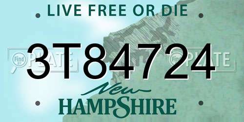 3T84724 New Hampshire License Plate