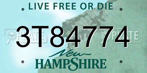 3T84774 New Hampshire License Plate