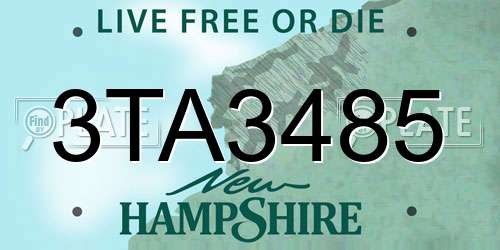 3TA3485 New Hampshire License Plate