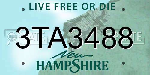 3TA3488 New Hampshire License Plate