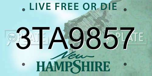 3TA9857 New Hampshire License Plate