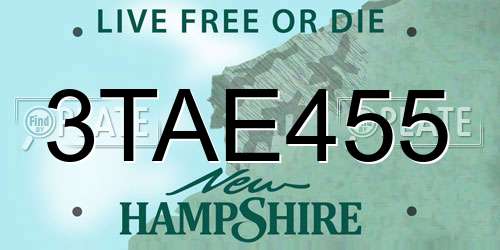 3TAE455 New Hampshire License Plate