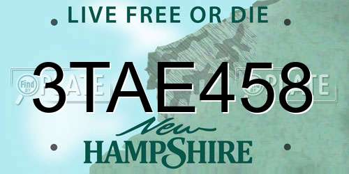 3TAE458 New Hampshire License Plate
