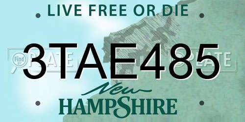 3TAE485 New Hampshire License Plate