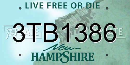 3TB1386 New Hampshire License Plate