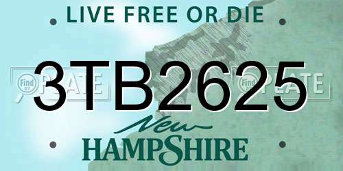 3TB2625 New Hampshire License Plate