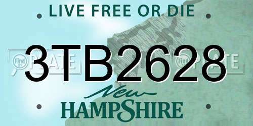 3TB2628 New Hampshire License Plate