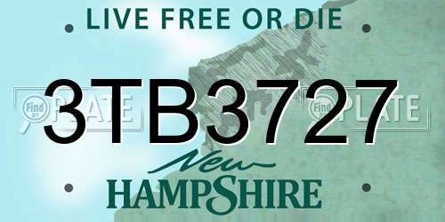 3TB3727 New Hampshire License Plate