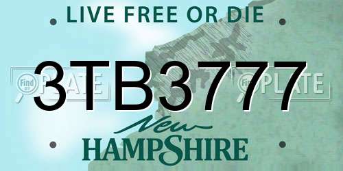 3TB3777 New Hampshire License Plate