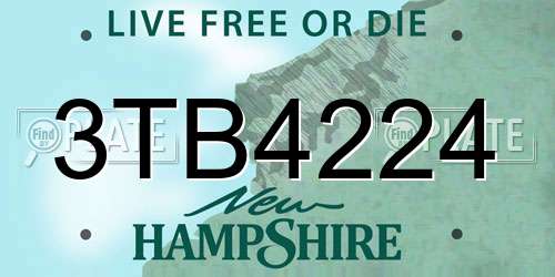 3TB4224 New Hampshire License Plate