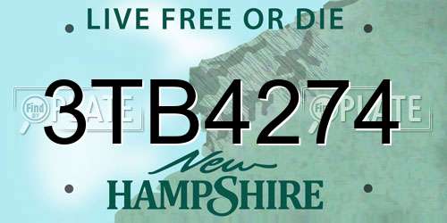3TB4274 New Hampshire License Plate