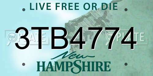 3TB4774 New Hampshire License Plate