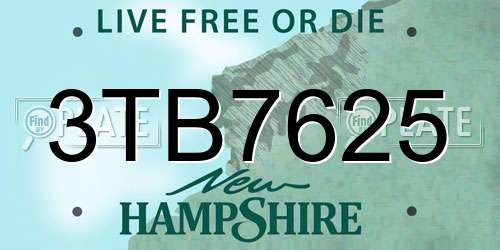 3TB7625 New Hampshire License Plate