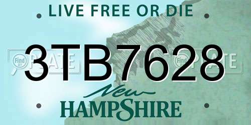 3TB7628 New Hampshire License Plate