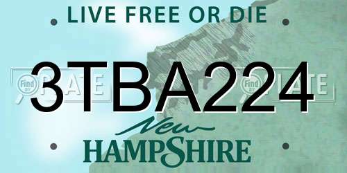 3TBA224 New Hampshire License Plate