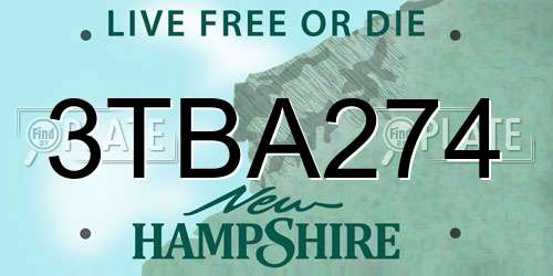 3TBA274 New Hampshire License Plate