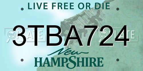 3TBA724 New Hampshire License Plate
