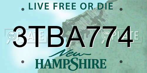 3TBA774 New Hampshire License Plate