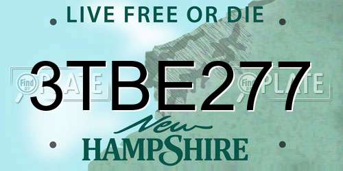 3TBE277 New Hampshire License Plate