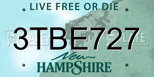 3TBE727 New Hampshire License Plate