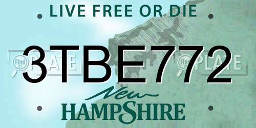3TBE772 New Hampshire License Plate