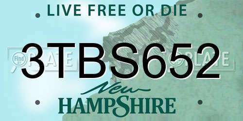 3TBS652 New Hampshire License Plate