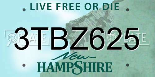 3TBZ625 New Hampshire License Plate