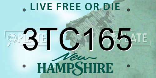 3TC165 New Hampshire License Plate