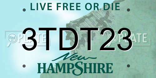 3TDT23 New Hampshire License Plate