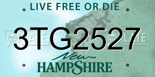 3TG2527 New Hampshire License Plate