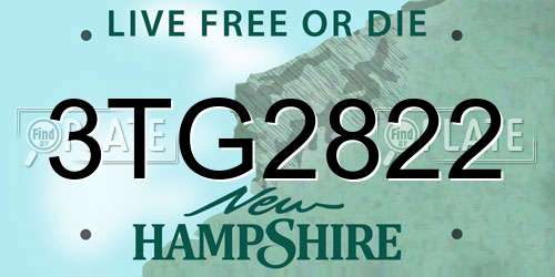 3TG2822 New Hampshire License Plate