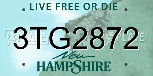3TG2872 New Hampshire License Plate