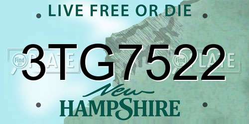 3TG7522 New Hampshire License Plate